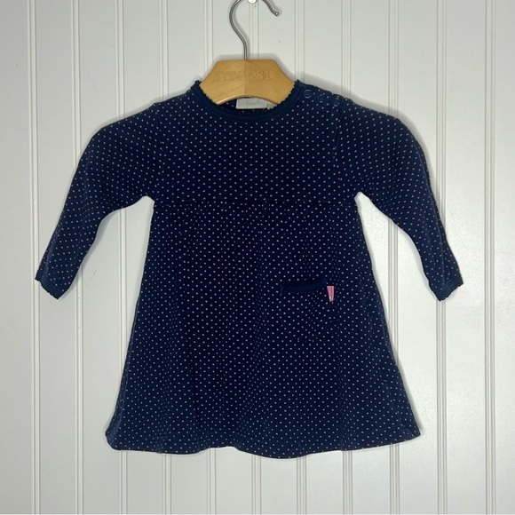 Jojo Maman Bebé 100% Cotton Long Sleeve Polka dot Dress Size 6-12 Months - Picture 1 of 4